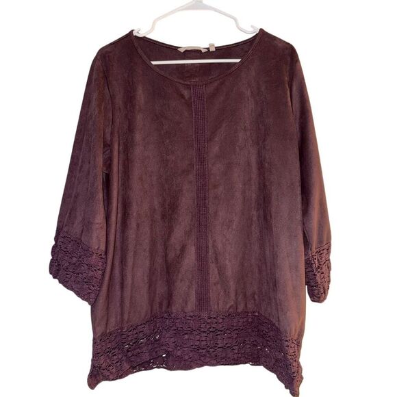 Soft Surroundings Tops - Soft Surroundings Women's XL Purple Tunic Blouse 3/4 Sleeve Casual